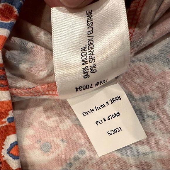 Orvis Womens Ikat 3/4 Sleeve Tee Shirt Tunic Size XL Colorful Modal Stretch NWT - Picture 12 of 14